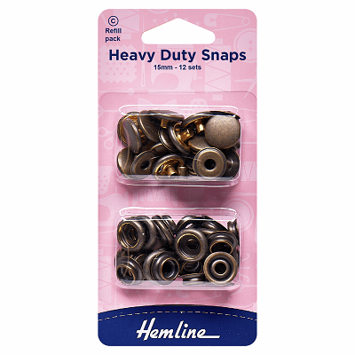 H405R.A Heavy Duty Snaps: Refill Pack: Antique Brass: 15mm 